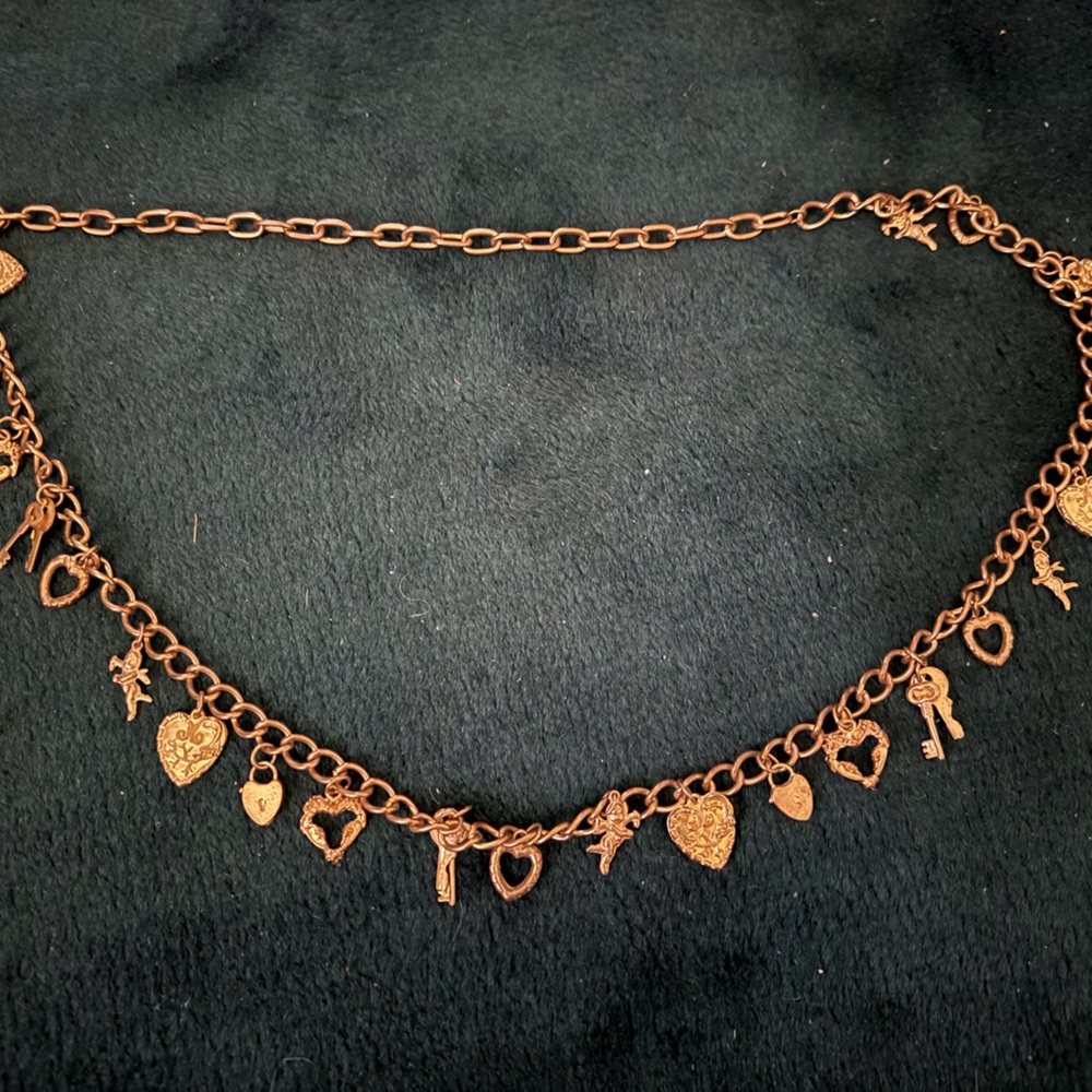Chain charm belt Vintage with hearts keys locks angels fun to wear style look